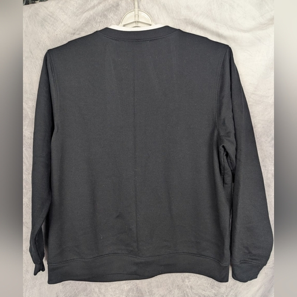 Allison Lane 1X Cardinal Sweatshirt Cardigan Black With White Collar - Picture 2 of 8